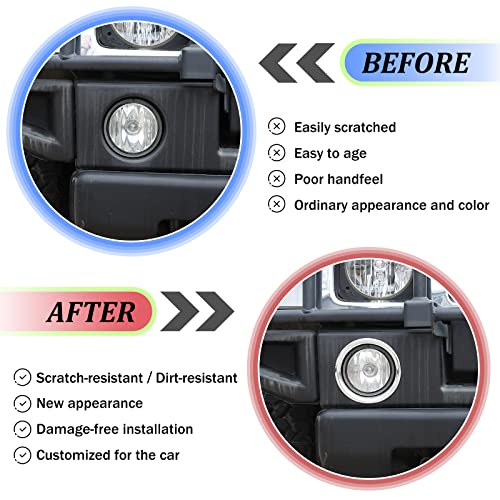 Qiosreui Front Fog Light Lamp Cover Ring for Hummer H2 2003-2009 Accessories, Fog Lamp Trim Frame Molding Protector, Front Bumper Fog Light Ring Bezels Covers Trim, ABS (Chrome) - Image 3