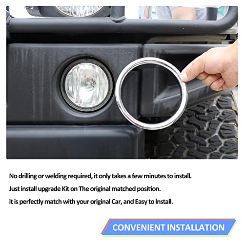Qiosreui Front Fog Light Lamp Cover Ring for Hummer H2 2003-2009 Accessories, Fog Lamp Trim Frame Molding Protector, Front Bumper Fog Light Ring Bezels Covers Trim, ABS (Chrome) - Image 5