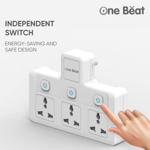 One Beat Cordless Extension Board with Individual Switch-Multi Plug Socket with 3 Sockets - Flex Board with Safety Shutter Protection - Image 2