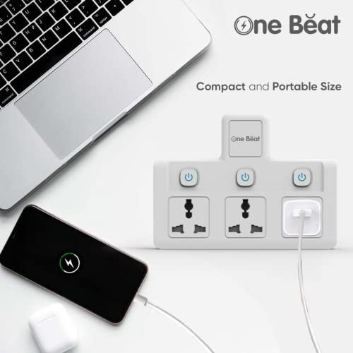 One Beat Cordless Extension Board with Individual Switch-Multi Plug Socket with 3 Sockets - Flex Board with Safety Shutter Protection - Image 3