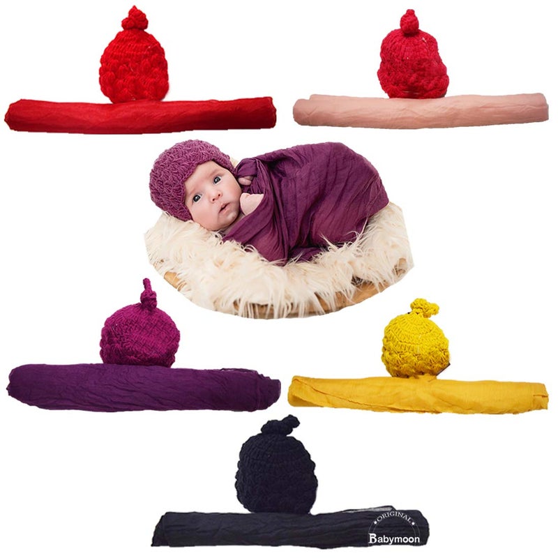 BabyMoon (Set of 2 Baby Photography Props Non Stretchable without Wrinkle, Anti-Pilling, Breathable Blanket Swaddle Wrap (Peach) - Image 1