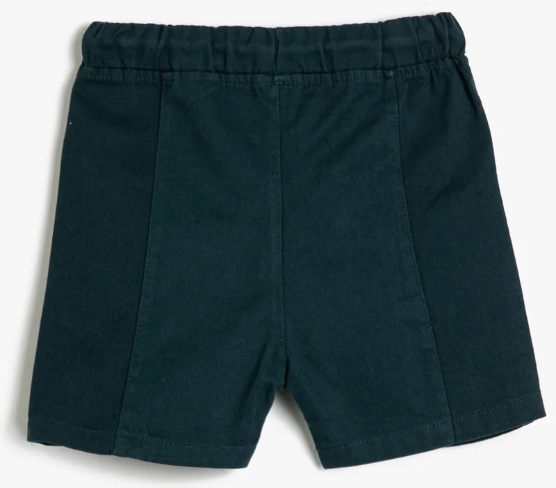 KOTON Cotton Shorts Tie Waist Elastic Print Detailed Pocket Cotton
