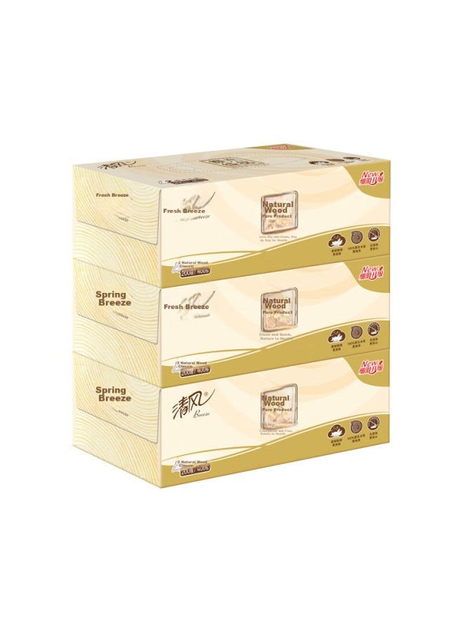 APP Qingfeng Facial Tissues, Natural Wood Pure, 2-ply 200 Sheets*3 Boxes L Size, Boxed Tissues, Toilet Paper, Napkins - Image 1