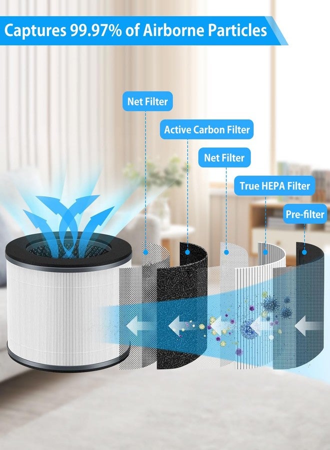 بي بي تي بام بوتس فلتر بديل BBT BAMBOOST AP-T10FL متوافق مع أجهزة تنقية الهواء Homedics AP-T10-BK و AP-T10-WT Total CleanAir 360-Degree HEPA من نوع H13، فلتر HEPA حقيقي وفلتر كربون نشط، عبوة من قطعتين - Image 2