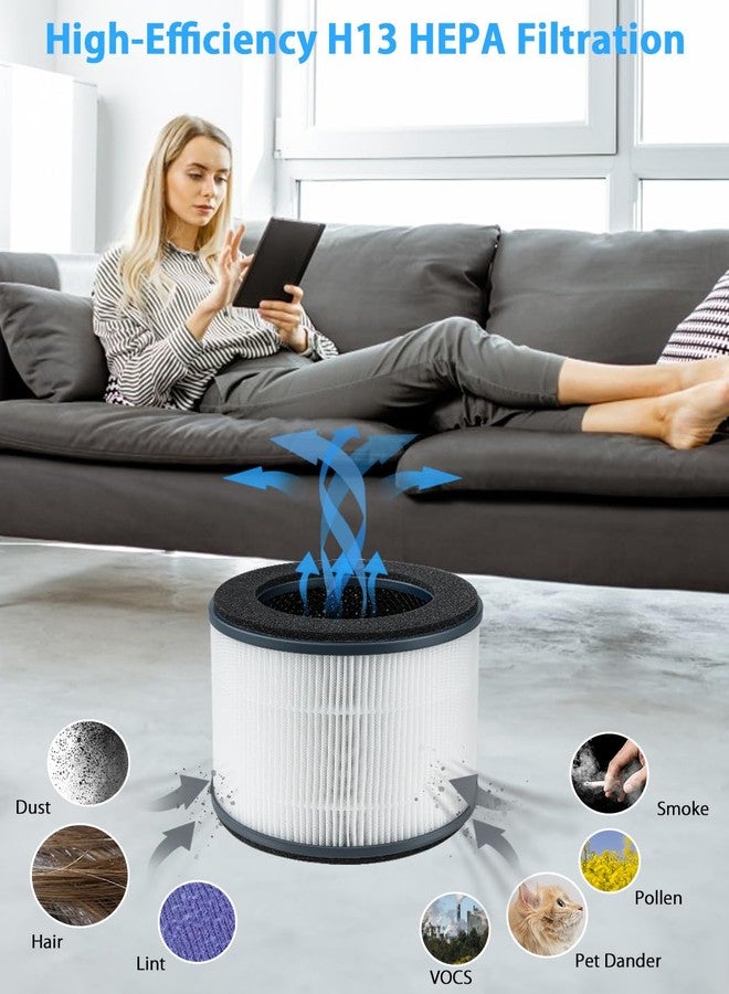 بي بي تي بام بوتس فلتر بديل BBT BAMBOOST AP-T10FL متوافق مع أجهزة تنقية الهواء Homedics AP-T10-BK و AP-T10-WT Total CleanAir 360-Degree HEPA من نوع H13، فلتر HEPA حقيقي وفلتر كربون نشط، عبوة من قطعتين - Image 5