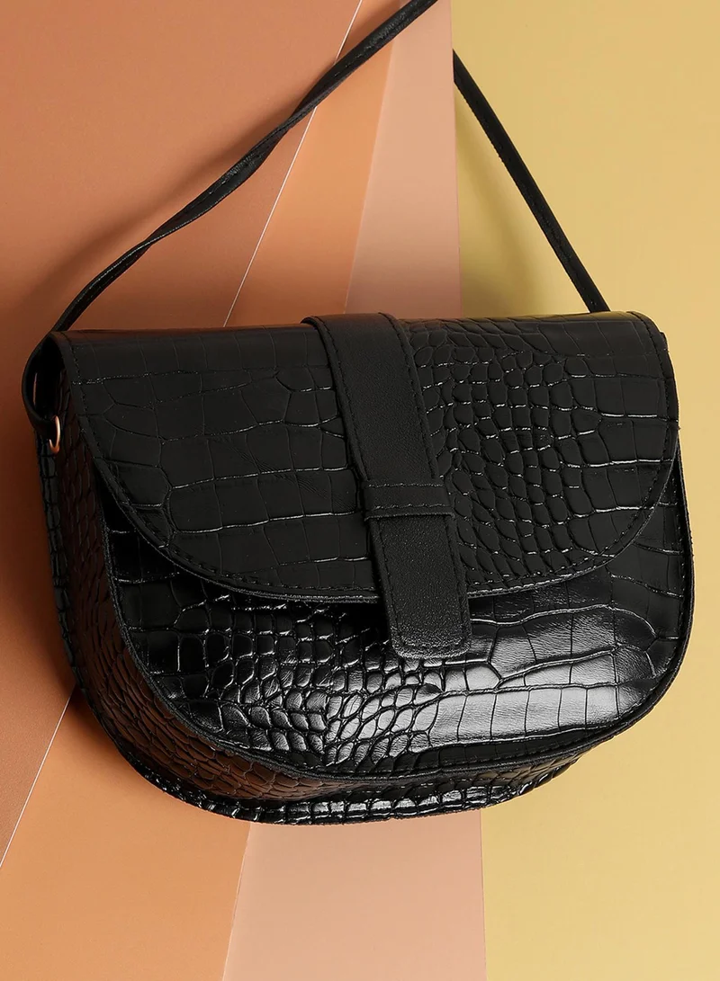 Haute Sauce  Croco Black Cross Body Bag for Women | Best Price UAE