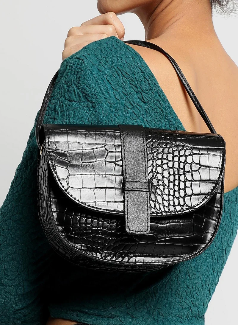 Haute Sauce  Croco Black Cross Body Bag for Women | Best Price UAE