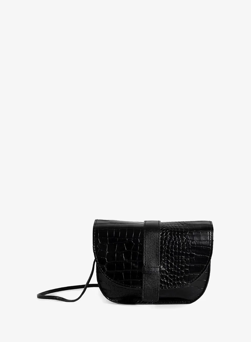 Croco Black Cross Body Bag