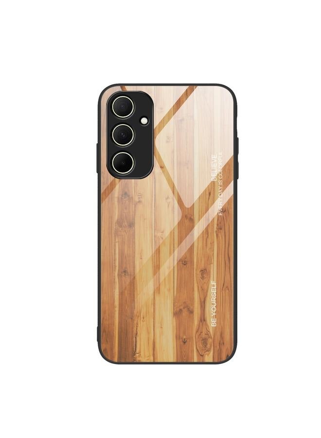 S-TOP Case For Samsung Galaxy A35 5G Wood Grain Glass Phone Case - Image 1
