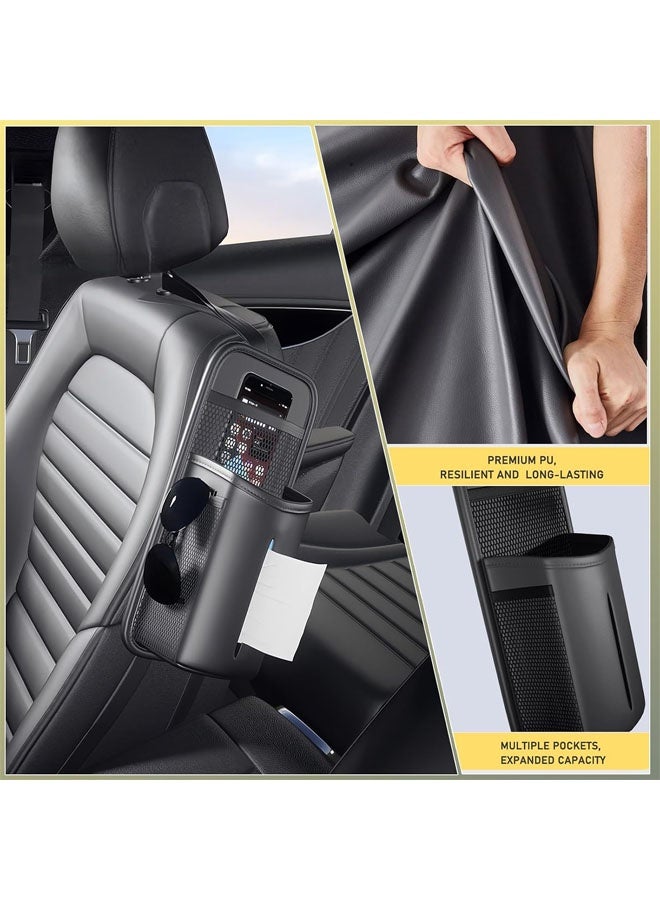 NAYIV Leather Car Tissue Holder for Front & Back Seats with 2 Side Mesh Pockets，PU Leather Tissues Box Cover  Fits 100–160 Count，Rectangular Tissue Boxes, Suitable for Vehicles Trucks SUVs Car Accessories (Black) - Image 5