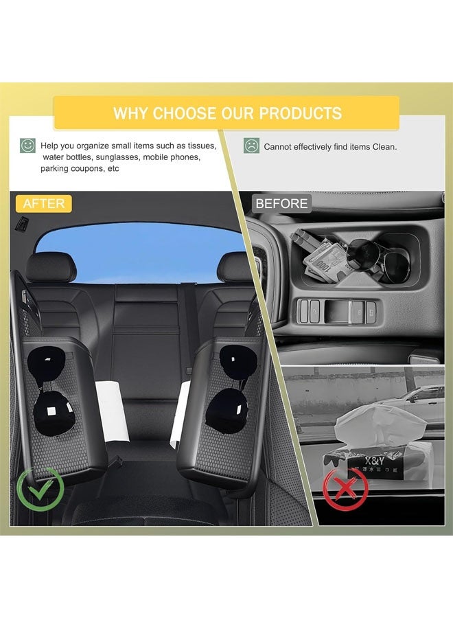 NAYIV Leather Car Tissue Holder for Front & Back Seats with 2 Side Mesh Pockets，PU Leather Tissues Box Cover  Fits 100–160 Count，Rectangular Tissue Boxes, Suitable for Vehicles Trucks SUVs Car Accessories (Black) - Image 3
