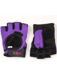 wow woman Woman Trainer Gloves, Purple, M, Hand Sizing Control Tape, Extended Fingertips For Easy Glove Removal 
