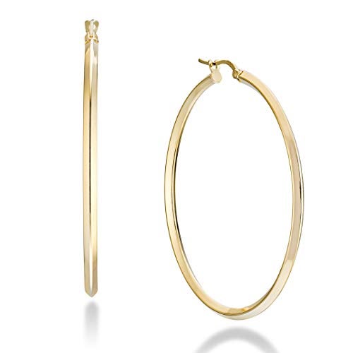 Miabella 18K Gold Plated 925 Sterling Silver 2.5mm High Polished Knife Edge Hoop Earrings for Women Made in Italy (50mm) - Image 1