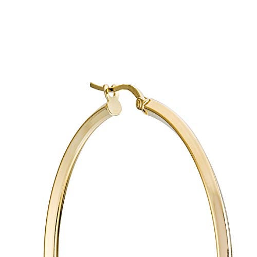 Miabella 18K Gold Plated 925 Sterling Silver 2.5mm High Polished Knife Edge Hoop Earrings for Women Made in Italy (50mm) - Image 3