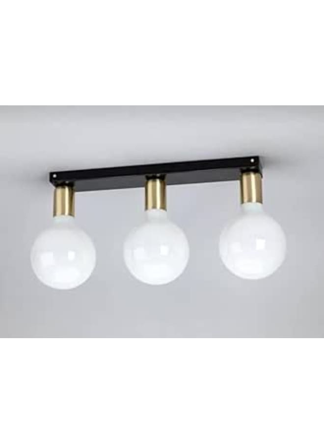 Black and gold metal ceiling light fixture without bulbs
