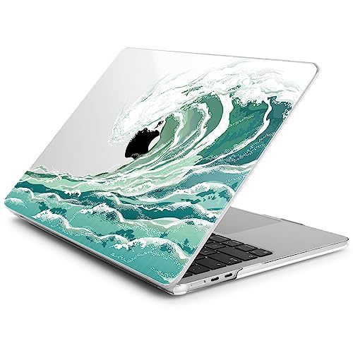 Batianda Premium Case for New MacBook Air 15 inch M5 Chip 2026 M4 2025 M3 2024 M2 2022 Model, Ultra Slim 1.2mm Glossy Protective Plastic Hardshell & Keyboard Cover & Screen Protector, Waves - Image 3