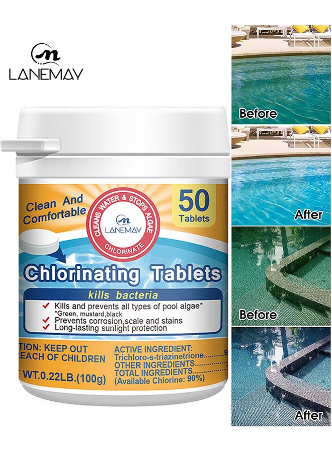 LANEMAY Chlorinating Tablets Clear Pool Cleaning Tablets, 50 Tablets - Image 1