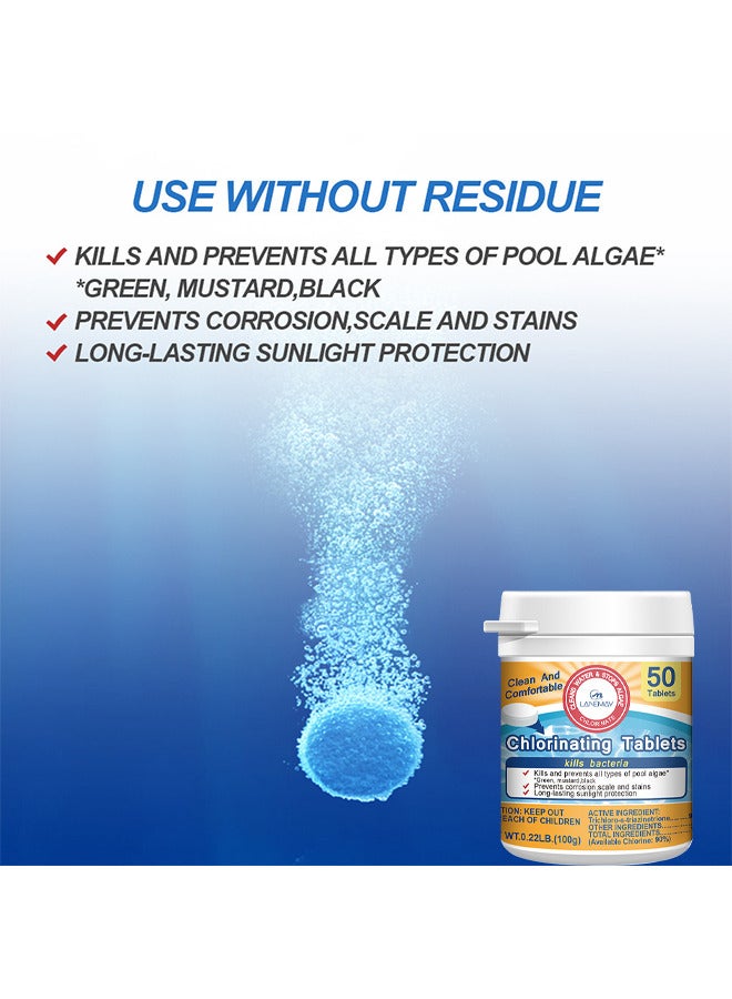 LANEMAY Chlorinating Tablets Clear Pool Cleaning Tablets, 50 Tablets - Image 3