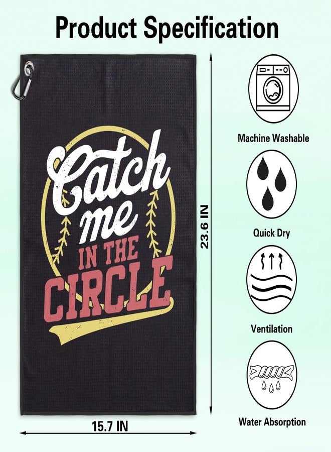 Msticey Catch Me in The Circle Funny Printed Microfiber Soft Ball Towel with Clip, Soft Ball Accessories for Women Girls Mom Sister, Softball Gifts for Softball Player Mother's Day Birthday Gifts - Image 2