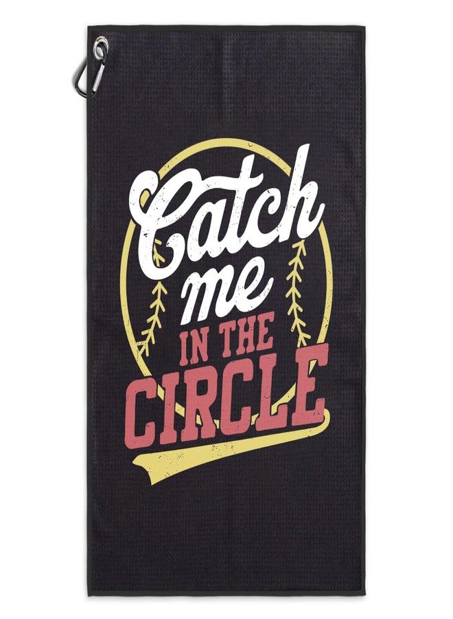 Msticey Catch Me in The Circle Funny Printed Microfiber Soft Ball Towel with Clip, Soft Ball Accessories for Women Girls Mom Sister, Softball Gifts for Softball Player Mother's Day Birthday Gifts - Image 1