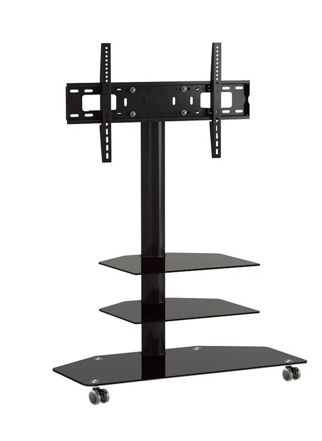 Skill Tech SH 301FS Aluminium TV Stand with Glass Base and AV Shelf for 32–55 Inch Screens, VESA 600x400mm, Max Load 30kg – Modern TV Stand with Storage  - Image 1