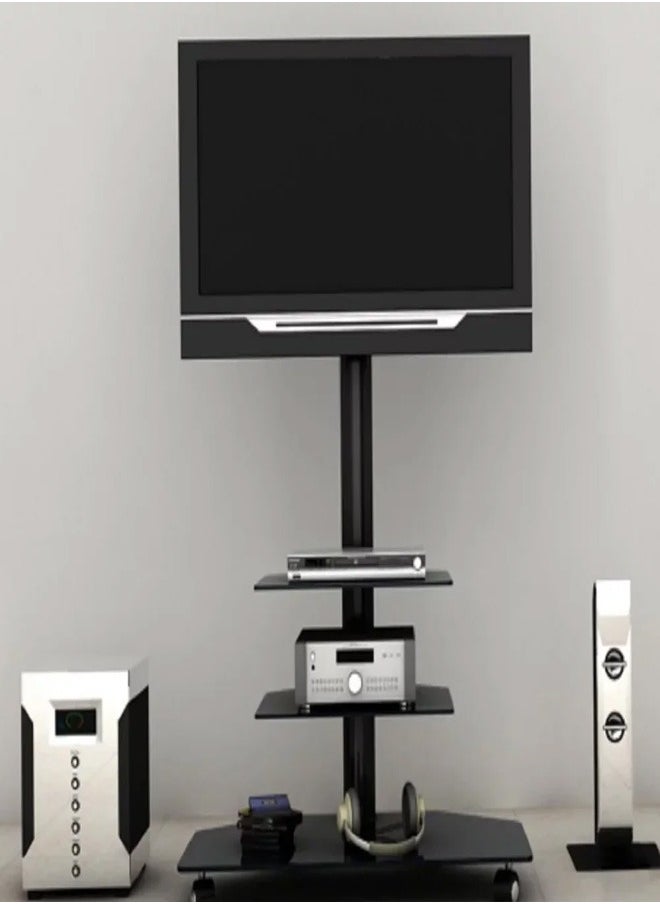 Skill Tech SH 301FS Aluminium TV Stand with Glass Base and AV Shelf for 32–55 Inch Screens, VESA 600x400mm, Max Load 30kg – Modern TV Stand with Storage  - Image 3