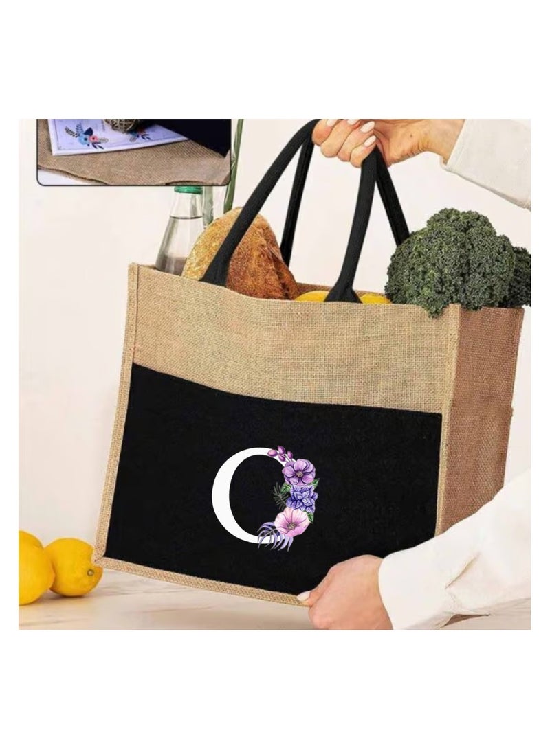 PRINTSHOP4ME Jute Bag Initial Letter Printed Design–Reusable,Durable Tote Bag For Gifting Or Everyday Use|Used For Festive Celebrations&Gifts For Special Person - Image 3