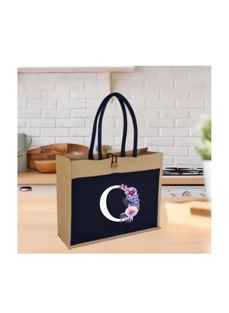 PRINTSHOP4ME Jute Bag Initial Letter Printed Design–Reusable,Durable Tote Bag For Gifting Or Everyday Use|Used For Festive Celebrations&Gifts For Special Person - Image 5