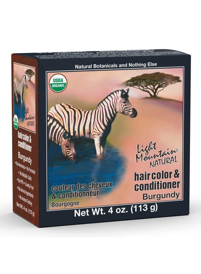 Light Mountain Henna Hair Color & Conditioner - Burgundy Hair Dye for Men/Women, Organic Henna Leaf Powder and Botanicals, Chemical-Free, Semi-Permanent Hair Color, 4 Oz. - Image 1