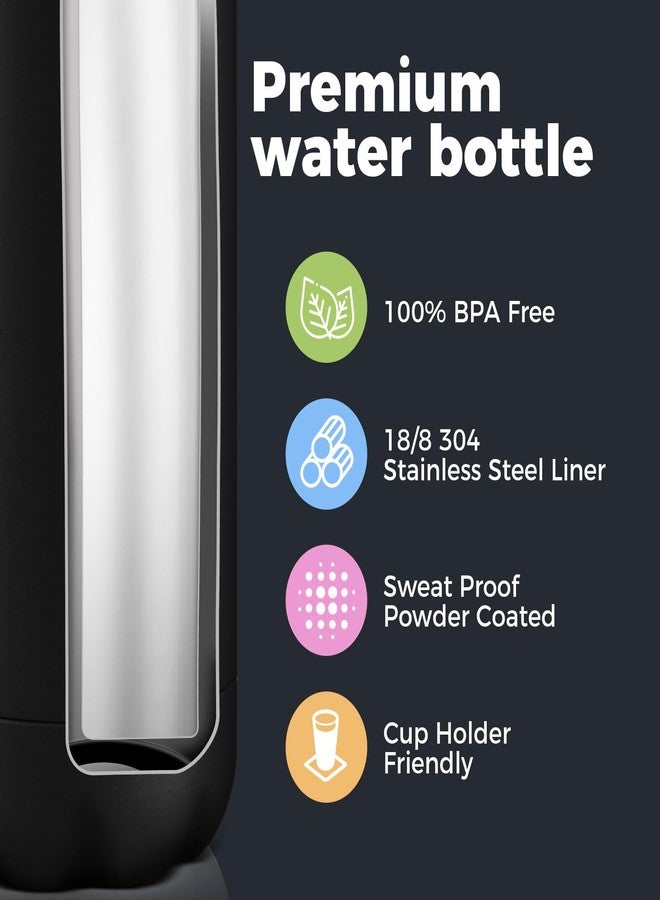 Volhoply 25oz Insulated Water Bottle 1/2/4 Pack, Double Wall Stainless Steel Vacuum Bottles, Keeps Cold 24H & Hot 12H, BPA Free Leak Proof Bottles (Black,1 Pack) - Image 4