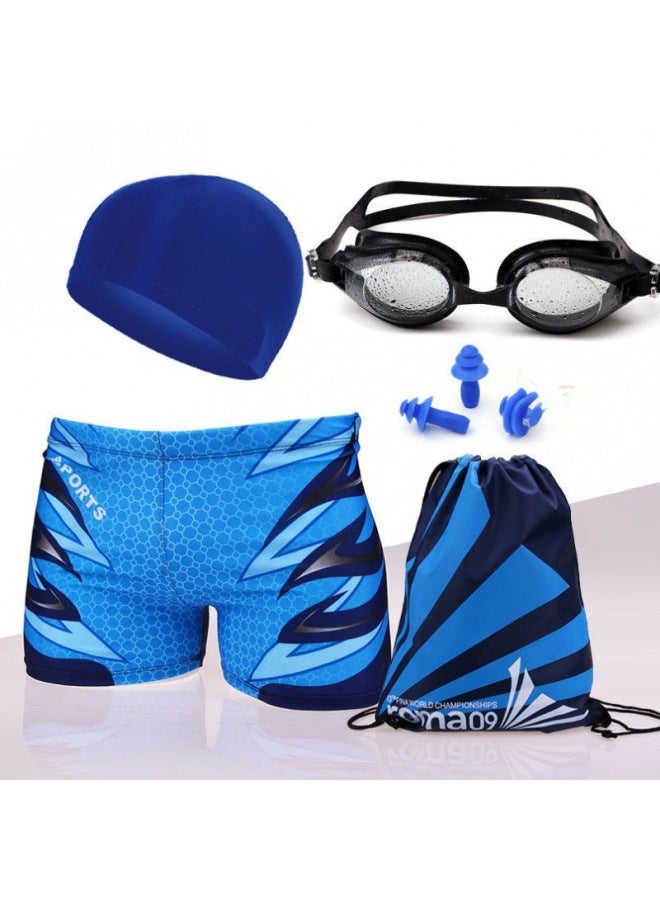Men's Swimming Trunks Boxer Hot Spring Plus Size Quick-drying Professional Swimming Trunks Suit Fashionable Swimsuit For Young Students-Color:6502-4 (six-piece Set)-Size:Xxxl( 72.5-90kg
