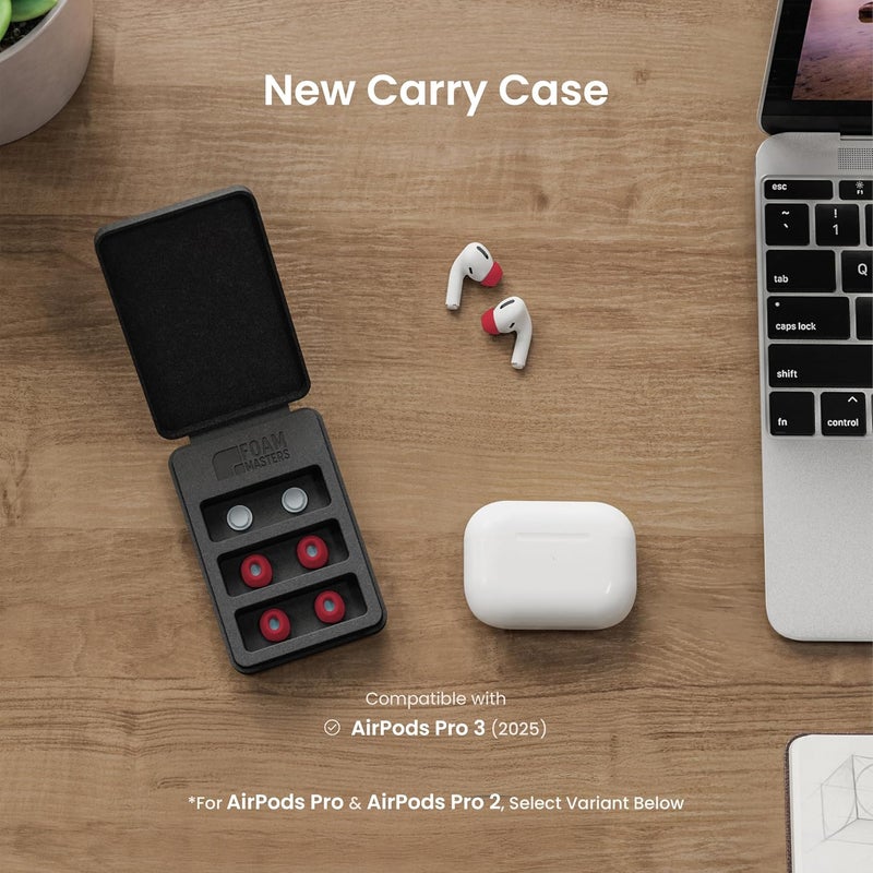 AutoLine Pro أطراف أذن فوم ماسترز فائقة الجودة من رغوة الذاكرة لـ AirPods Pro الجيل الثالث فقط | 3 أزواج | إصدار جديد | تثبيت آمن | راحة فائقة | عزل صوت أفضل | أطراف بديلة، أحمر - صغير - Image 3