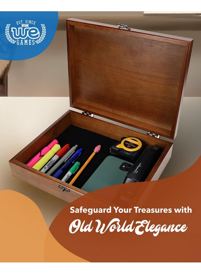 WE Games Old World Wooden Box with Brass Latch - Vintage-Style Wooden Keepsake Box for Jewelry & Trinket Storage, Walnut Finish - Image 2