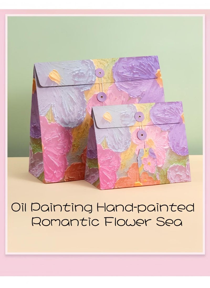 PAPERSAY Oil Painting Style Gift Bag, Birthday Gift Box, Envelope Packaging Bag, Creative Paper Gift Bag, Holiday Gift Box, Gift Bag(24cm*20cm*11cm).  - Image 1