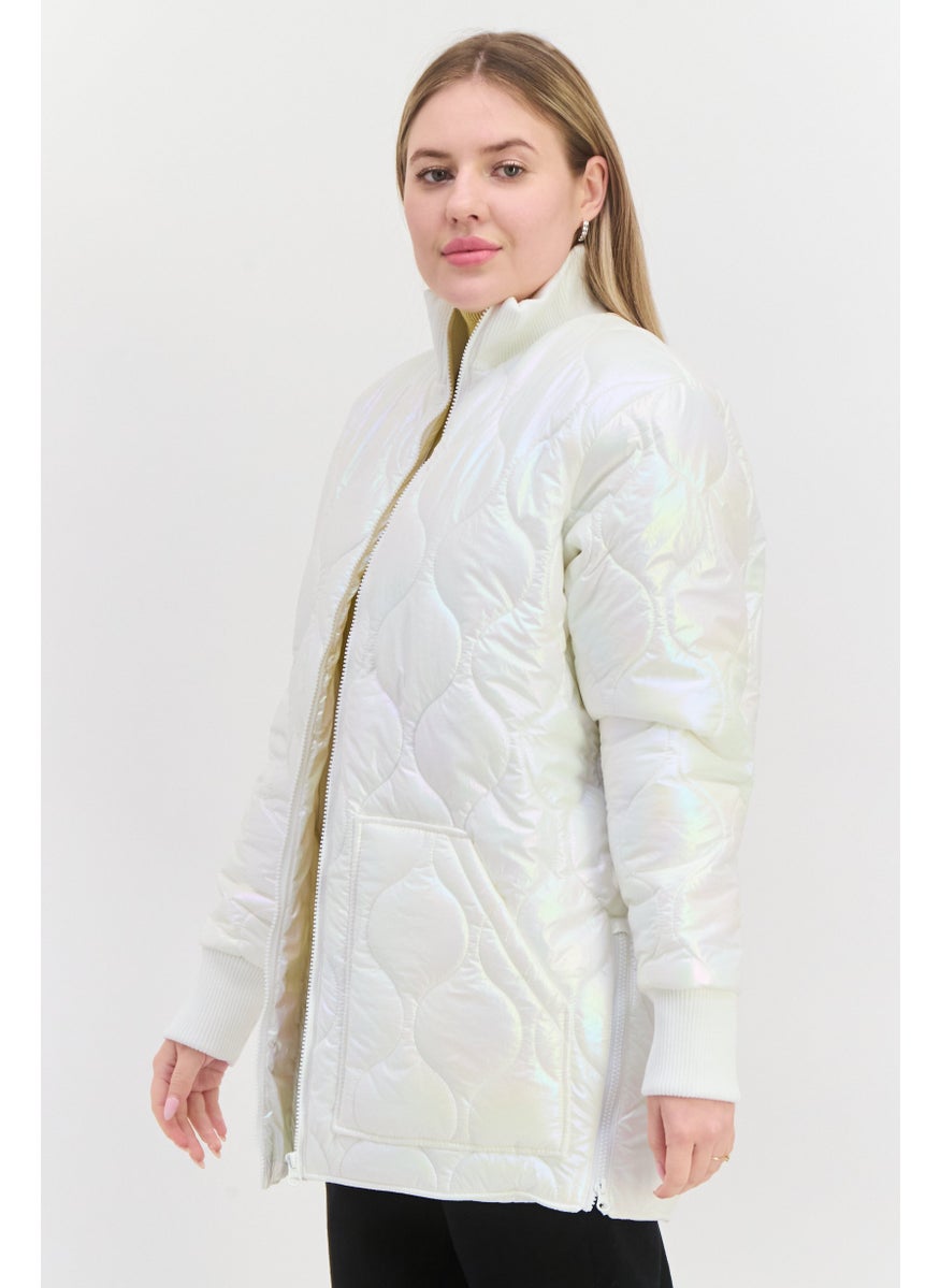 Asos 4505 - Women Quilted Puffer Jacket, White - Image 1