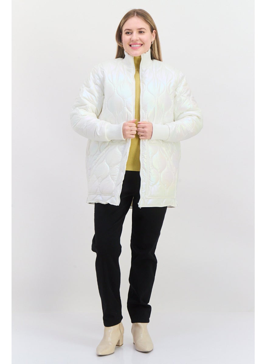 Asos 4505 - Women Quilted Puffer Jacket, White - Image 1