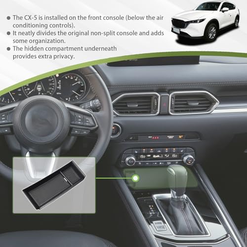 HGWEI Center Console Organizer Compatible with Mazda CX-5 2022 2023 2024 2025 Interior Accessories, CX5 Front Console Secondary Insert Tray Armrest Storage Box Compartment Holder (Not Fit 2026) Black - Image 2