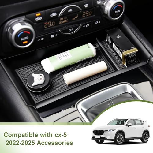 HGWEI Center Console Organizer Compatible with Mazda CX-5 2022 2023 2024 2025 Interior Accessories, CX5 Front Console Secondary Insert Tray Armrest Storage Box Compartment Holder (Not Fit 2026) Black - Image 5