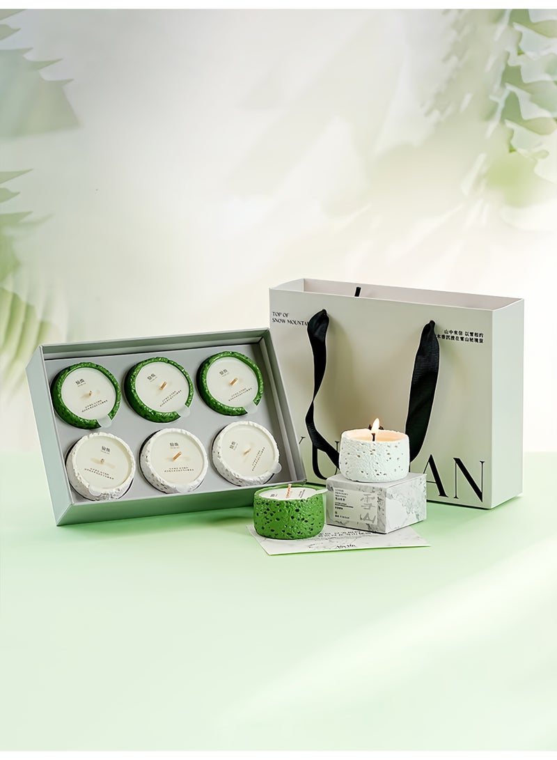 Scented Candle Gift Set, 6 Pcs Aromatherapy Candles with 8 Hours Burn Time Each, Winter Cedar, Temple Sandalwood, Gardenia, Moss Under Moonlight, Spring Tea, Morning Dew Rose, Unique Home Decor & Wedding Favor - Image 1