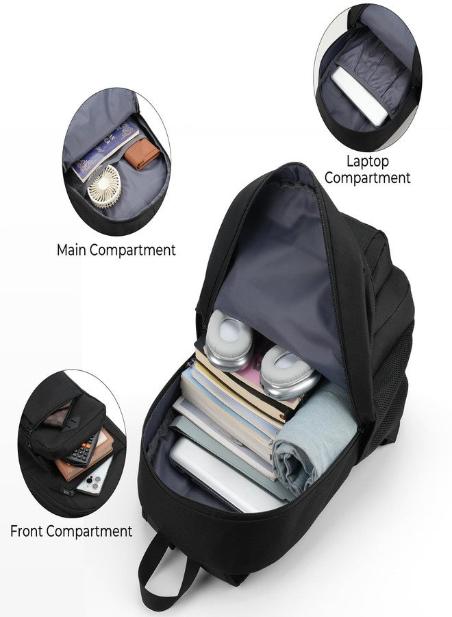 ZUBOND Unisex Black Backpack for School, Lightweight Boys Girls Backpack Fits 15.6 Inch Notebook, Water Bottle Pocket - Ideal for Teens, College Students, Adults - Image 3
