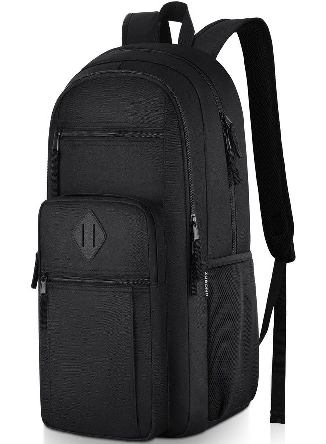 ZUBOND Unisex Black Backpack for School, Lightweight Boys Girls Backpack Fits 15.6 Inch Notebook, Water Bottle Pocket - Ideal for Teens, College Students, Adults - Image 1