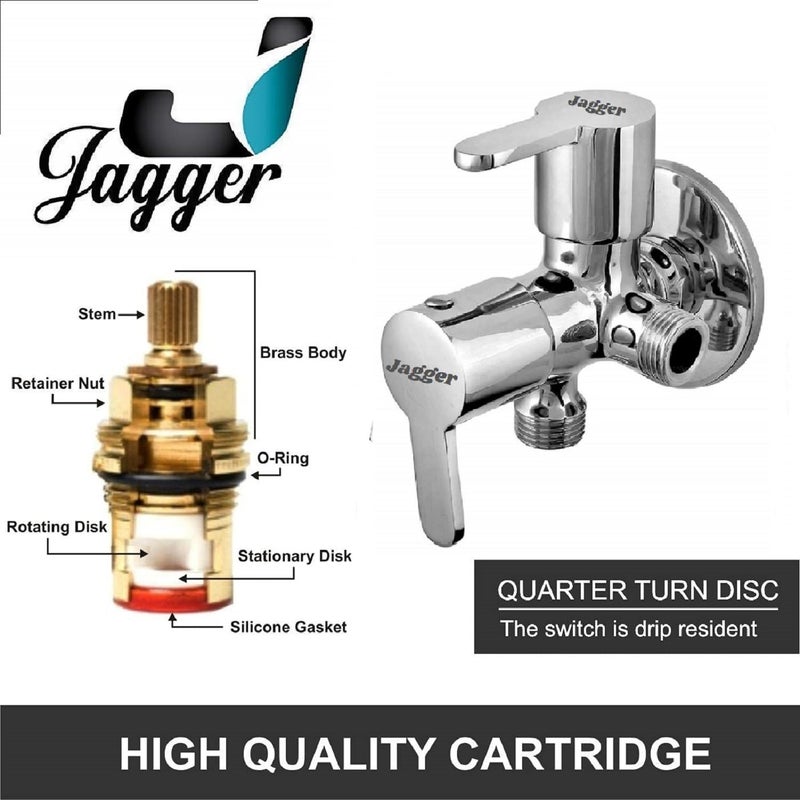 JAGGER صمام زاوية مزدوج 2 في 1 من النحاس الكامل JTO2217 للحمام/المرحاض لتوصيل الصنبور أو الخزان مع شريط تفلون وفلانج حائط (مارك) - Image 4