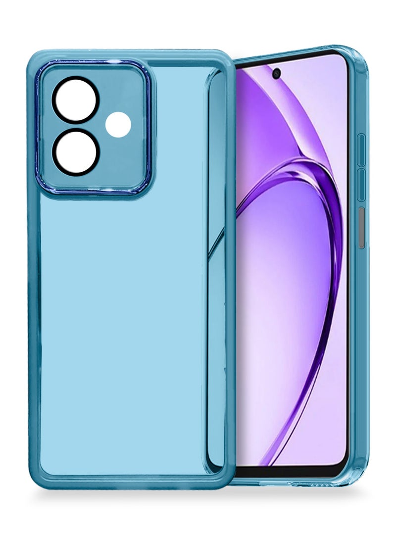Wtech OPPO A5i 2025 Soft Transparent Camera Lens Protection TPU Silicone Ultra Thin Phone Stylish Electroplated Camera Border Back Case Cover - Blue - Image 1