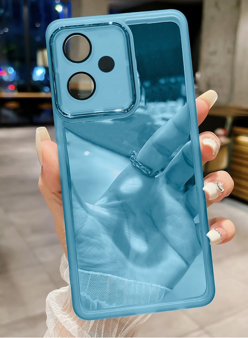 Wtech OPPO A5i 2025 Soft Transparent Camera Lens Protection TPU Silicone Ultra Thin Phone Stylish Electroplated Camera Border Back Case Cover - Blue - Image 2