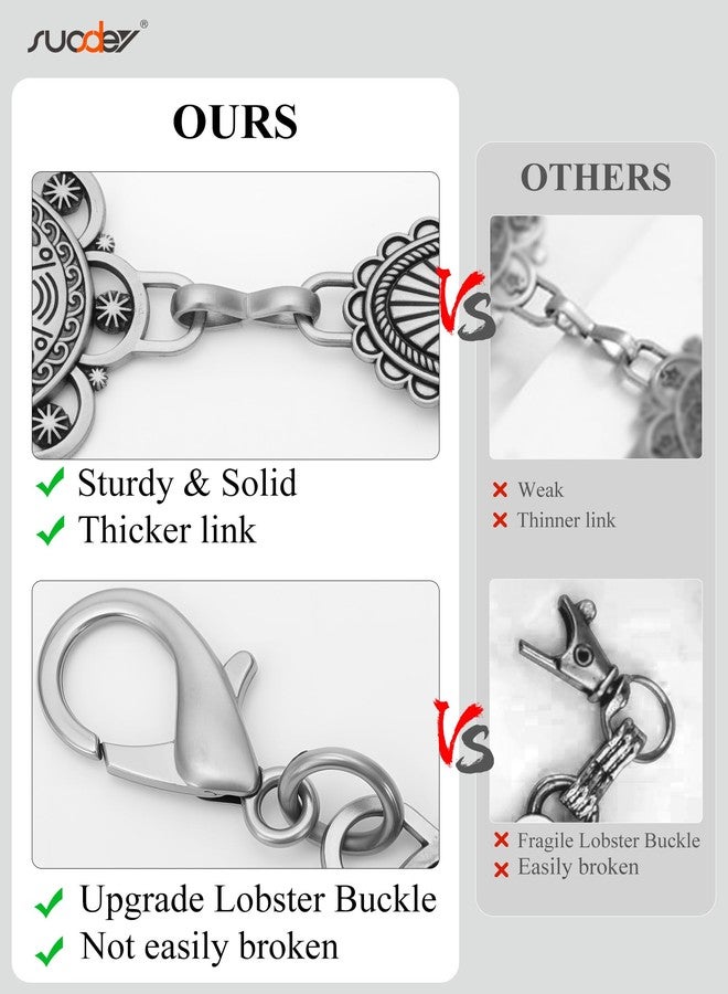 سوزدي حزام SUOSDEY الغربي للنساء، حزام معدني فضي اللون بخصر، مناسب لفساتين البوهو والجينز وملابس حفلات موسيقى الريف. - Image 4