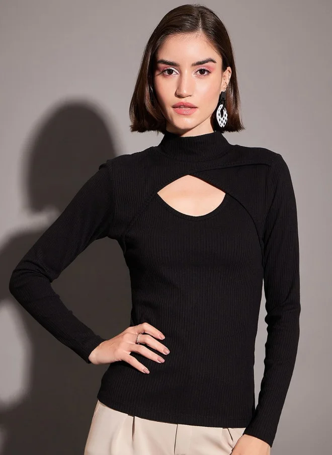 ساسافراس High Neck Cut Out Top for Women