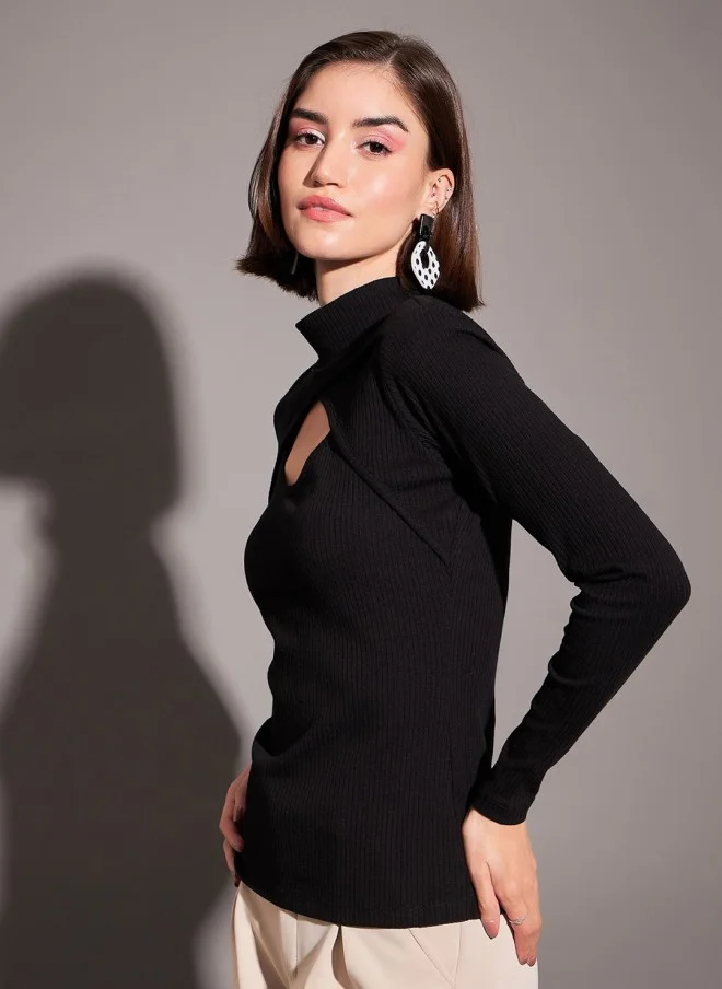 ساسافراس High Neck Cut Out Top for Women