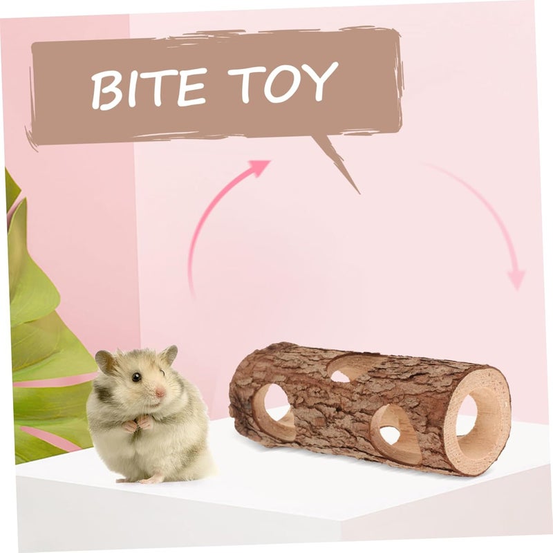 Garneck Solid Wood Pipe Toys Chinchilla Toys The Tunnel for Hamster Rabbit Small Animal Cage Accessories - Image 4