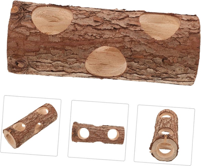 Garneck Solid Wood Pipe Toys Chinchilla Toys The Tunnel for Hamster Rabbit Small Animal Cage Accessories - Image 3