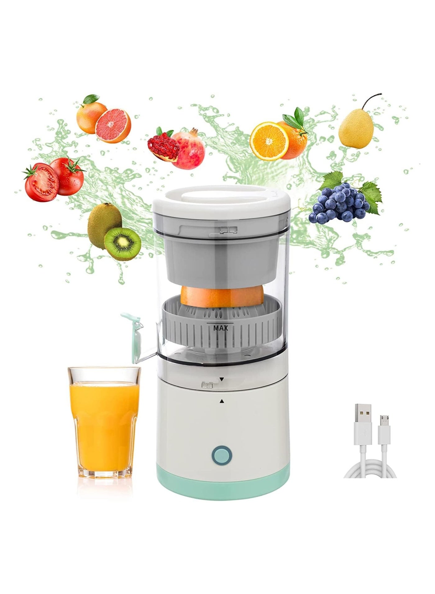 ELTERAZONE Electric Citrus Juicer, Hands-Free Portable USB Charging Powerful Electric Juicer Cordless Fruit Juicer, Multi functional 1-Button Easy Press Lemon Orange Squeezer Machine for Kitchen
